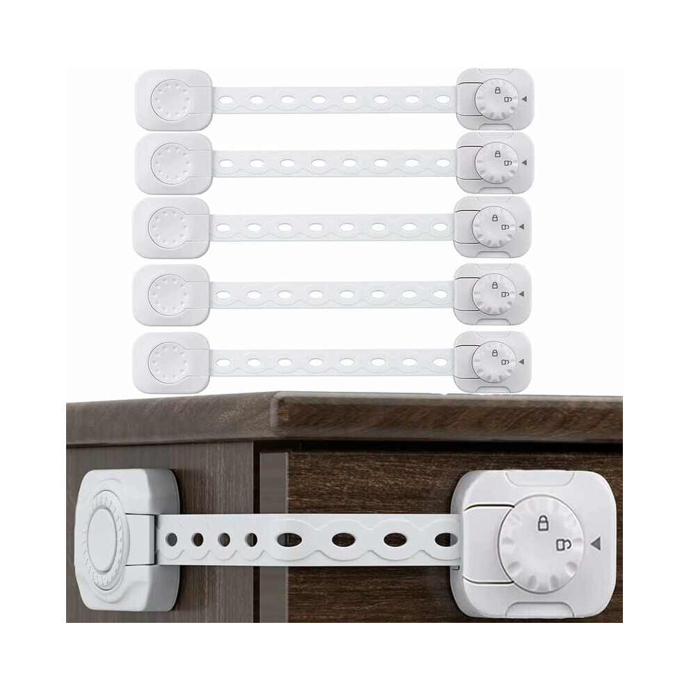 Child Safety Cabinet Locks, Adjustable Baby Proofing Cabinet Latches for Drawers Fridges Ovens Toilet Seat with Double Lock System Rotary Function,