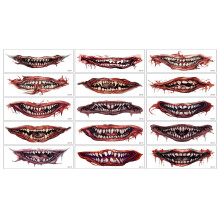 Tatuaje fascinante cu craniu de zahăr pe gură, artă facială temporară pentru Ziua Morților, set de 15 bucăți rezistente la apă, aplicare