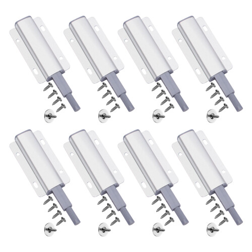 8 Pack Practical Push to Open Magnetic Latches for Hide-Silver