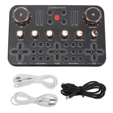 Gaming Audio Mixer With Streaming Support, Live Sound Card DJ Mixer Built In Phantom Power Bluetooth Compatible Plug And Play For PC Phone Podcast Tik