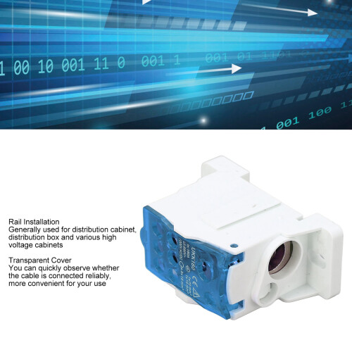 Terminal Distribution Box 690V 160A Blue, DIN Rail Power Junction 1