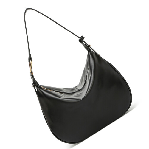 Practical PU Leather Crossbody Bag Casual Dumpling Purse-Black