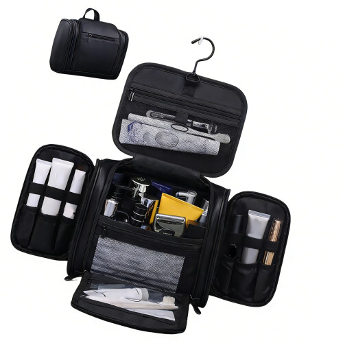 Organizers Hanging Cosmetic Bag Waterproof PU Multiple-Black