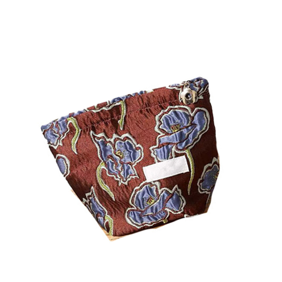 Stylish Flower Printed Makeup Pouch Compact Storage Bag With-S