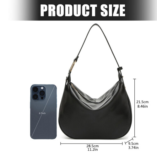 Practical PU Leather Crossbody Bag Casual Dumpling Purse-Black 2