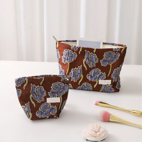 Tragbare Make-up-Tasche mit Blumendruck, großes-S 1