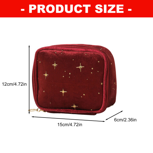 Reise-Make-up-Tasche, Samt-Make-up-Geldbörse mit-Schwarz 2