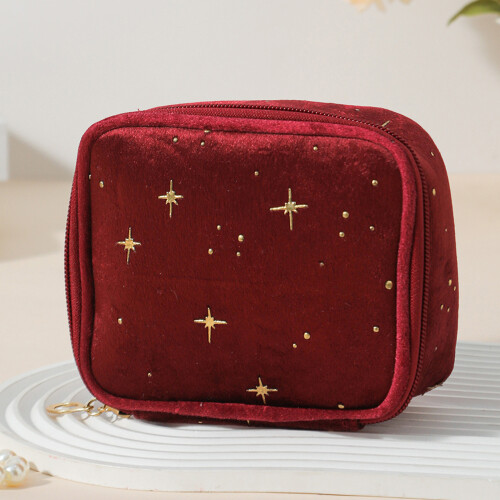 Reise-Make-up-Tasche, Samt-Make-up-Geldbörse mit-Schwarz 1