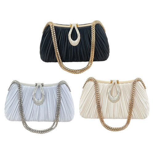 Leichte Abendtasche mit Plissee-Design und-Schwarz 1