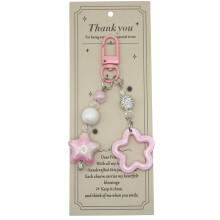 Star Bag Charm,Beaded Star Keychain for Handbags,Backpacks-Pink