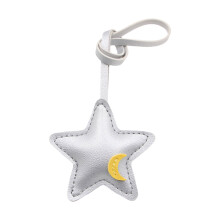 Creative 3D Star PU Leather Bag Charm for Bags Keychains-Silver