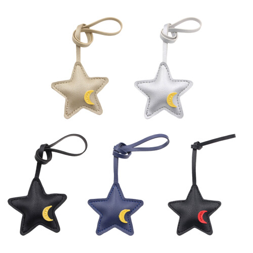Creative 3D Star PU Leather Bag Charm for Bags Keychains-Silver 1
