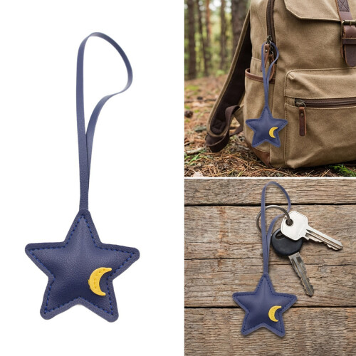 Creative 3D Star PU Leather Bag Charm for Bags Keychains-Silver 2