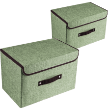 Contenedores de tela de lino impermeables, cubos de almacenamiento plegables para uso en varias habitaciones y fácil limpieza.