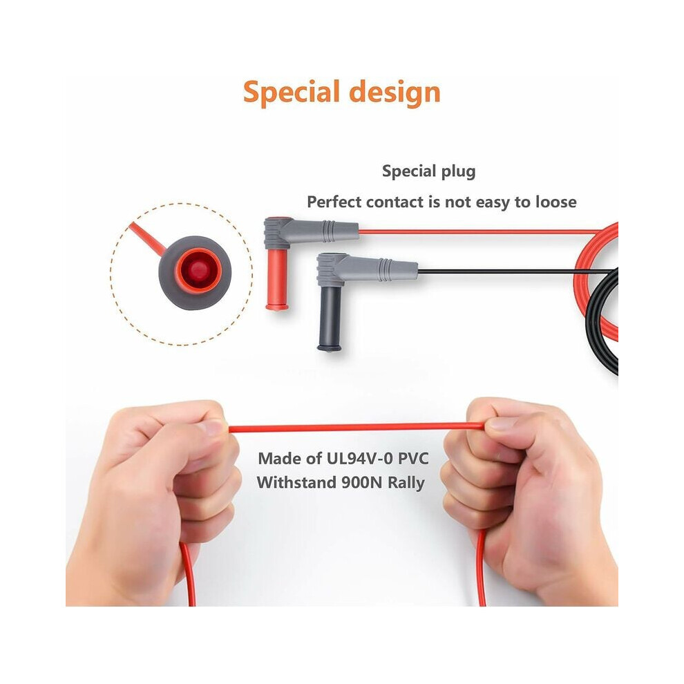 Multimeter Test Leads With Banana Plug, Gold-Plated Test Probe For Digital Multimeter Probes Electrical Test Probe 1000V 20A Cat Iii Rated, Pvc 9169997149206
