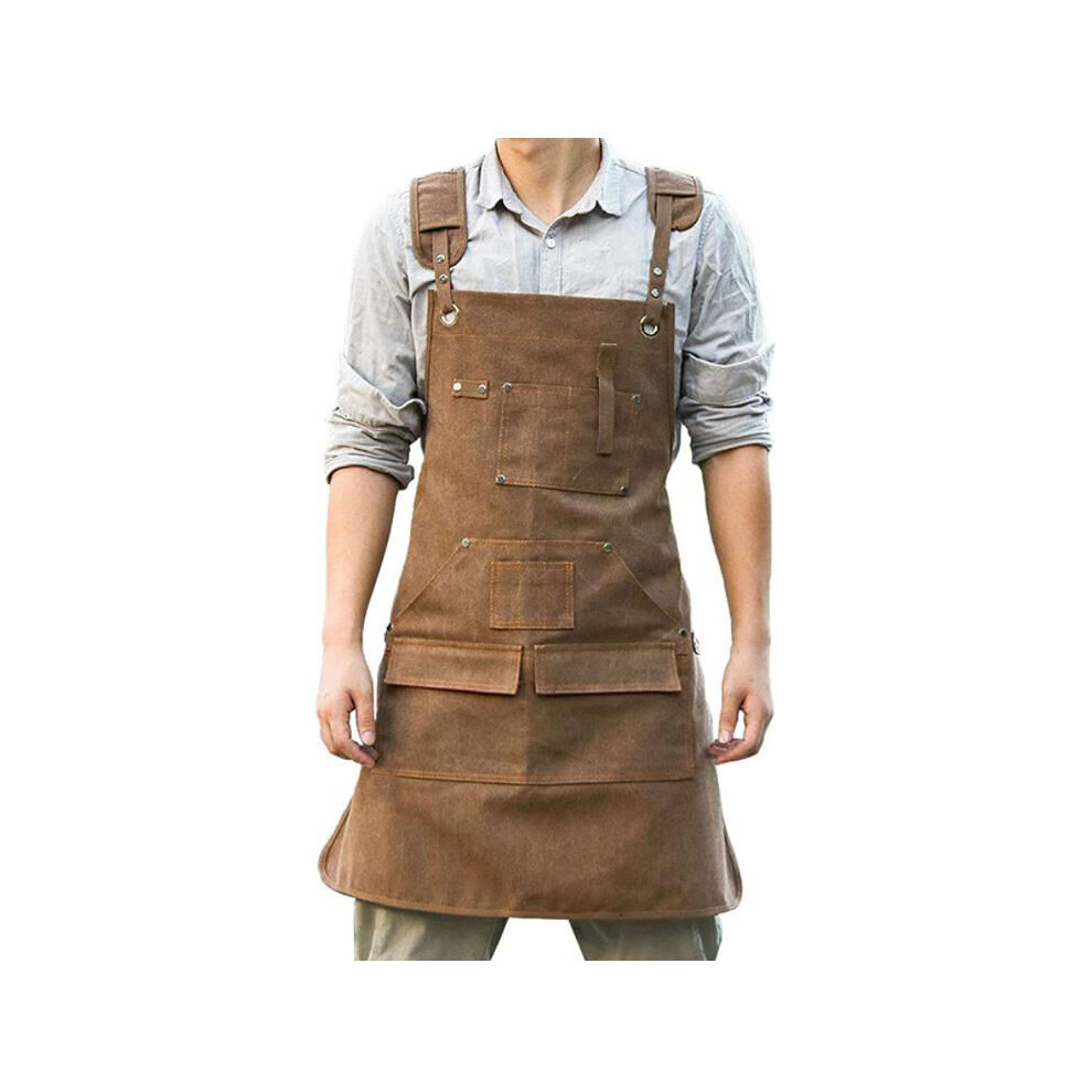 Multifunction Apron, Denim Canvas Material Offers Both Style And Functionality, Complete With Chest Cell Phone Pocket For Convenient Access 9128293122733