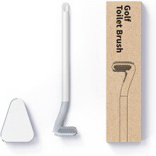 Langstielige, flexible Silikon-Toilettenbürste, 360-Reinigungskopf mit Golfform für optimale Reinigung auch schwer zugänglicher Stellen,