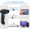 Scanner de codes-barres 2D sans fil Bluetooth, 2000mAh, auto-détection 2