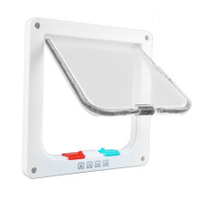 Sportello per gatto in plastica con chiusura bloccanabile per finestra o muro, bianco, 20x20 cm