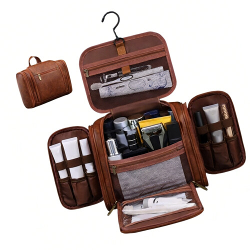 Practical Travel Hanging Toiletry Pouches Waterproof-brown