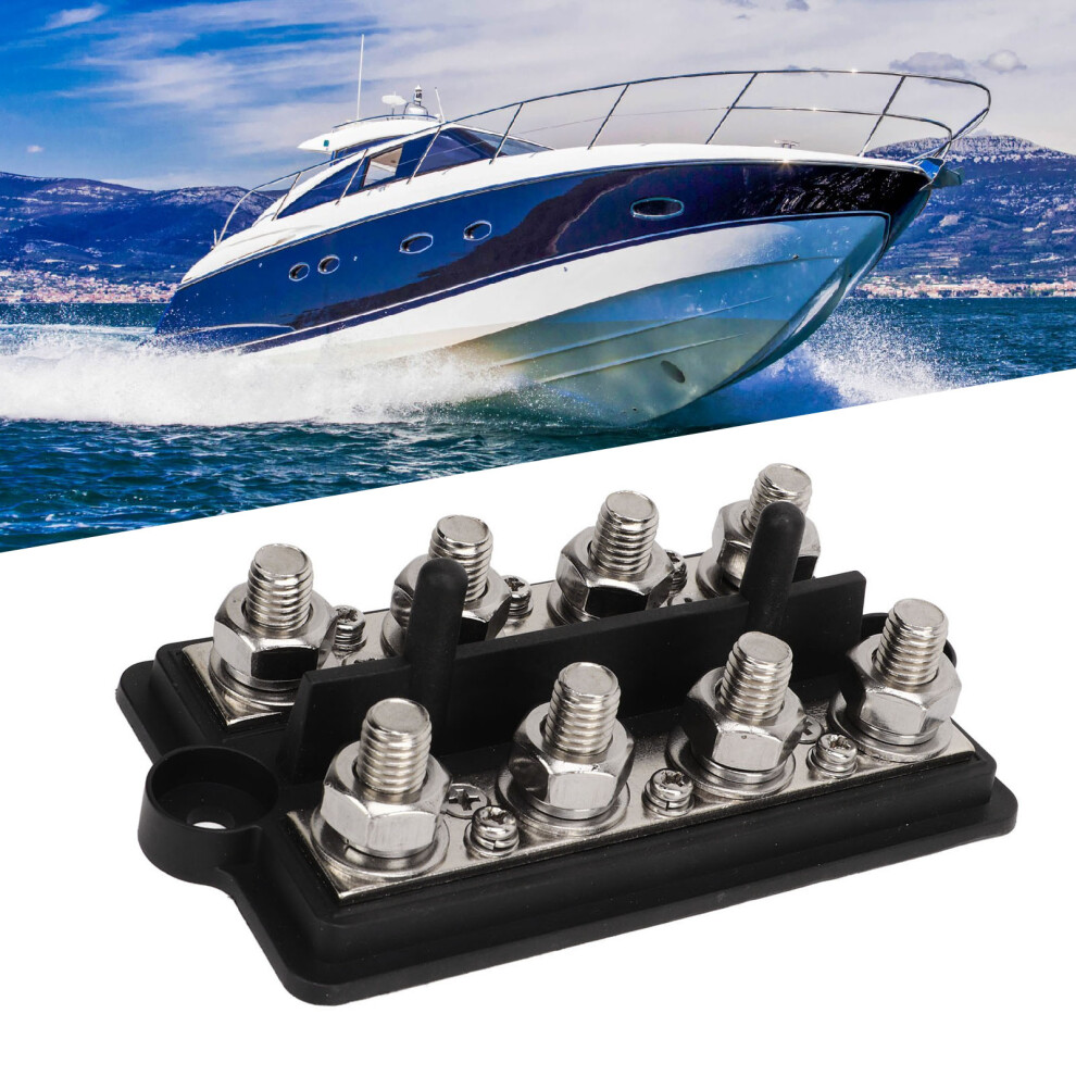 Heavy Duty Bus Bar Marine Battery Terminal 2 Row M8 Stud 150A Dc12â48V Black 8101370188717