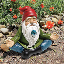 Zen Garden Gnome Statue, Yoga Theme Outdoor Decor With Waterproof Anti-Fading Full Color Resin Materials, Automatic Night Lighting For Lawn Yard