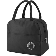 Elegante borsa termica per il pranzo, portatile e isolata per uomo e donna, borsa per snack riutilizzabile di grande capacità con tasca frontale, a