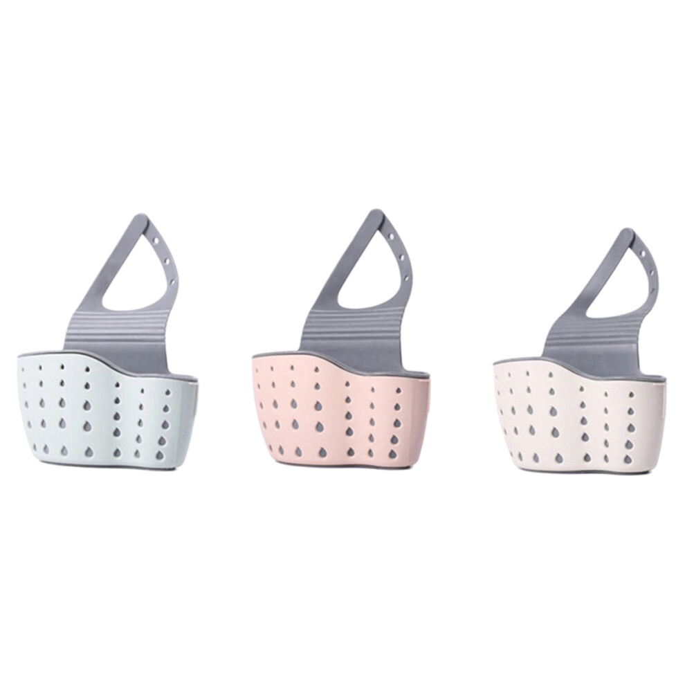 Double Decker Basket For Kitchen Sink, Sink Caddy Sponge Holder, Space Saving Hanging Design, Triangle Design With Drain Hole, Adjustable Snap For 9340959527892