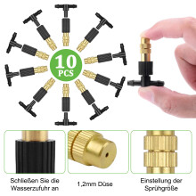 Forenklet havepleje, messingspraydyser med mikrosprayjustering, Connect T-stykke til have for effektiv vanding, ideel til udendørs plantehave