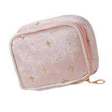 Reise-Make-up-Tasche, Samt-Make-up-Geldbörse mit-Rosa