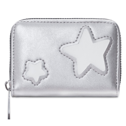 Praktische PU-Leder-Geldbörse mit Sternendekor, schlankes-Silber