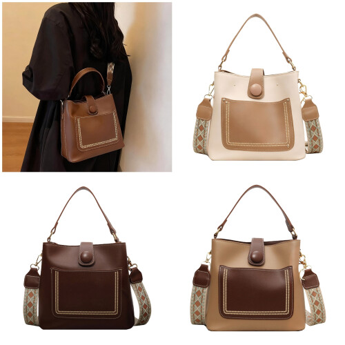 PU-Umhängetasche, kompakte Handtasche, Magnetverschluss,-Kaffee 2