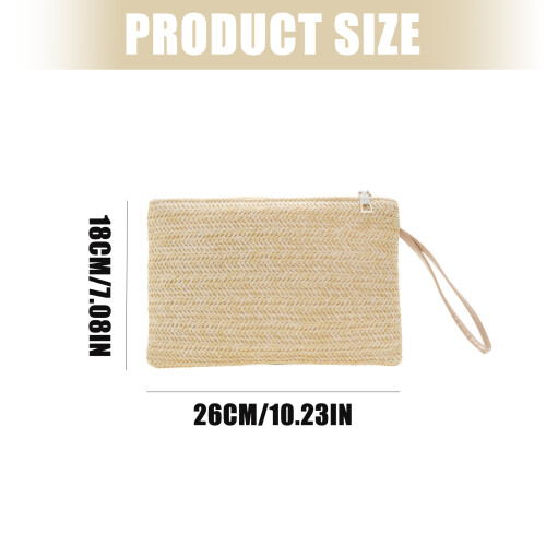 Freundliche handgewebte Stroh-Armbandtasche, leichtes Design,-OW 2