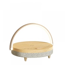 Bedlamp met draadloze oplader, LED-nachtlampje met Bluetooth-luidspreker, witte ruisgeluidsmachine, telefoonhouder 5-in-1 dimbaar, klein lip