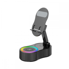Optillende en roterende drie-in-één mobiele telefoonhouder Bluetooth-luidspreker Mobiele telefoonhouder met Bluetooth-luidspreker zwart