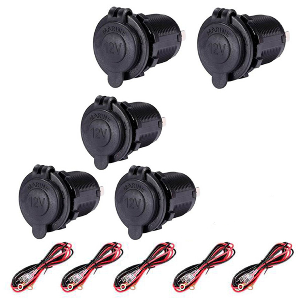 5Pcs 12V Power Waterproof Socket Car Cigarette- Lighter Socket Cigarette- Lighter Adapter For Marine Atv Rv Motorcycle 6031910116493