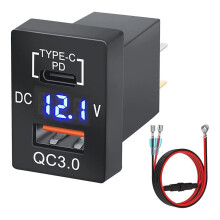 12V-24V USB Outlet Dual Quick Charge 3.0 & PD USB C Port Charger Socket Power Adapter for Car Boat Marine Truck-B
