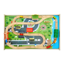 Tafeltrein Circuit Bois-Duoku met Treinrail - Vouwbare Opbergtafel - Dubbelzijdige Activiteitentafel 3 in 1 - Voor Kinderen van 3 Jaar en Oudere