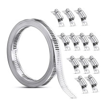 Stainless Steel Hose Clamp Strap with Fasteners Worm Clamp Adjustable Worm Gear Pipe Ducting Hose Clamp 10M