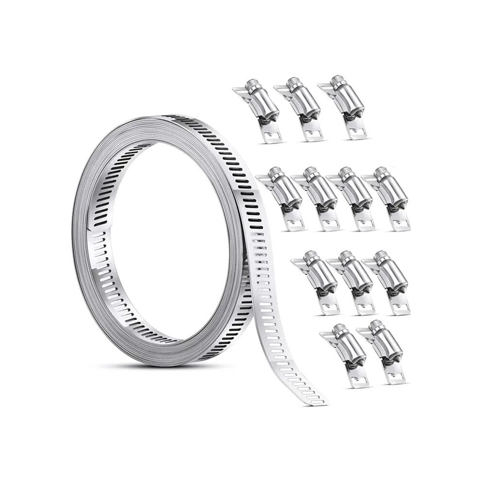 Stainless Steel Hose Clamp Strap With Fasteners Worm Clamp Adjustable Worm Gear Pipe Ducting Hose Clamp 10M 6033306314063