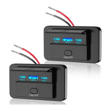 2PCS 3 12V RV USB Outlet 90W, Dual PD3.0 Type-C Quick Charge 72W & USB QC3.0 18W Panel Wall Mount