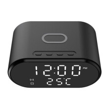 Carregador Multifuncional Sem Fio de 15W Relógio com Display de Temperatura e Alarme Desktop Carregador de Celular