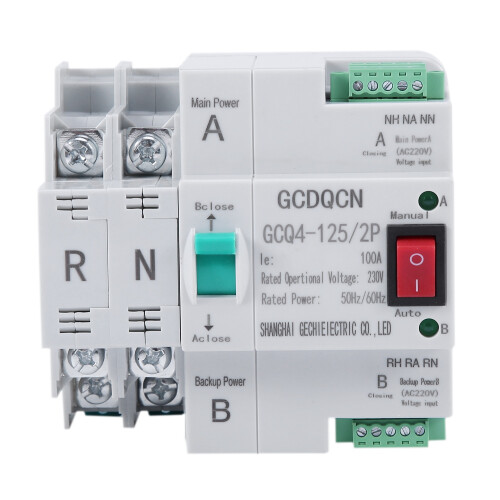 Dual-Power Automatic Transfer  2P 100A Household 35mm Rail Installation