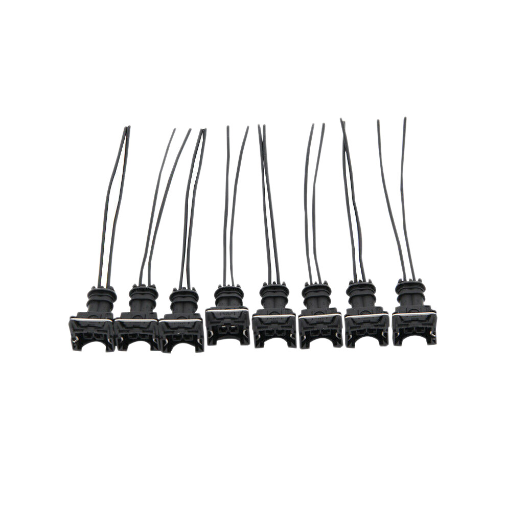 8Pcs Fuel Injector Connector Wiring Plugs Clips For Ev1 Obd1 Pigtail Cut & Splice Black 6031702724301