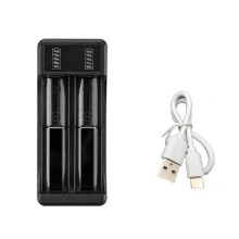 Cargador RáPido 18650 con Cable Tipo C Cargador Inteligente de BateríA de Litio de 4,2 V para BateríA 14500 26650 18650, 2 Ranuras