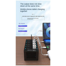 50W USB Multiport Charger Fast Charge Charger Hub 10 Port Fast Charge Charger Charging Desktop Dock Charger White (UK)