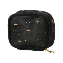 Reise-Make-up-Tasche, Samt-Make-up-Geldbörse mit-Schwarz