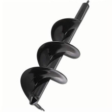 Broca perfuradora de solo com acabamento em pintura preta brilhante, ideal para cavar buracos para postes. Fácil de usar, perfeita para plantar