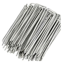 100pcs Galvanized Landscape Staples 10x4cm RustProof Steel UShaped Garden Stakes for Weed Barrier