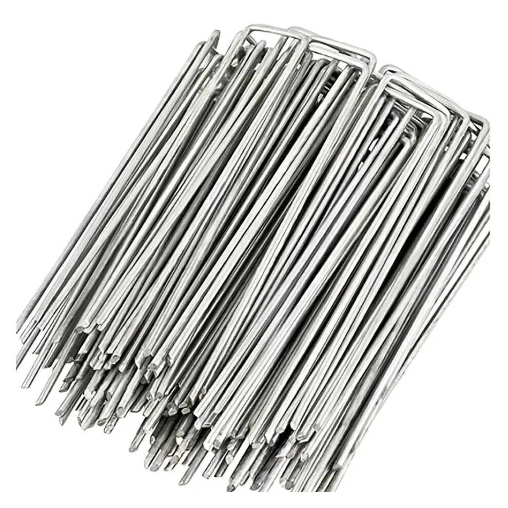 100Pcs Galvanized Landscape Staples 10X4cm Rustproof Steel Ushaped Garden Stakes For Weed Barrier 9189345266805
